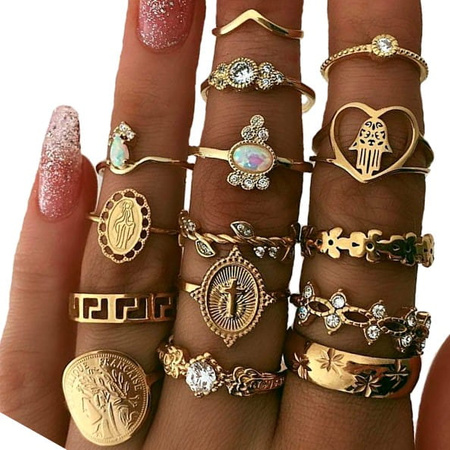 Set de inele retro boho din aur punk