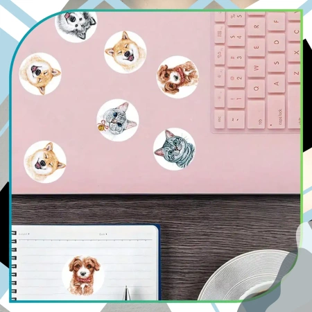 Autocolante pe rola 500 buc. animale colorate DIY pentru copii