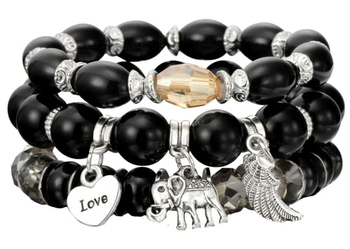 Bratara de perle cu margele cu brelocuri, aripa de elefant dragoste