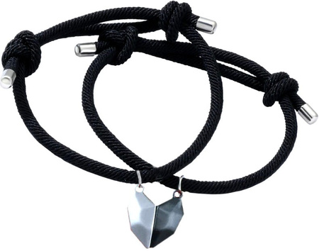 Bratara magnetica de prietenie pentru cupluri, inima, 2 bucati