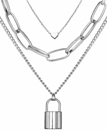 LĂCĂT Colier LANȚ inimă punk metal