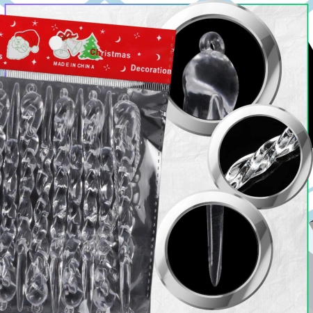 Pandantiv de Crăciun Icicles, 12 globuri decorative 13 cm