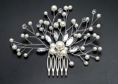 Decor nunta pieptene flori de cristal bogat pentru par