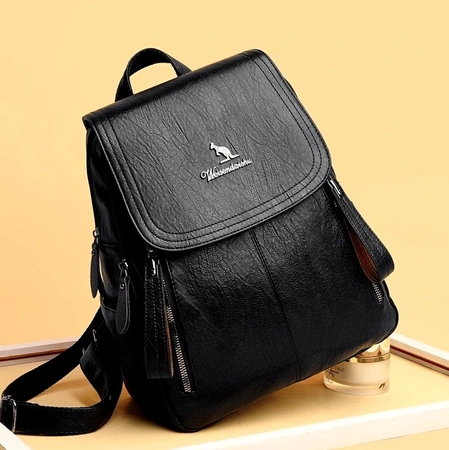 Rucsac urban elegant, negru, din piele ecologică