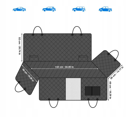 Husa scaun auto XXL, covoraș pentru câini pentru bancheta din spate