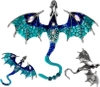 Broșă elegantă cu dragon albastru cu zirconi
