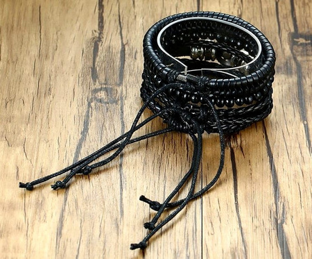 Set brățări punk black rock din piele