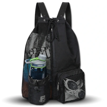 Rucsac sport negru pentru antrenament de gimnastică cu șnur de strângere