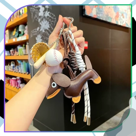 Breloc geantă breloc pandantiv dachshund baseball set