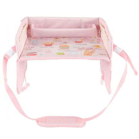 Masa de voiaj auto, pentru copii in scaunul auto, organizator roz