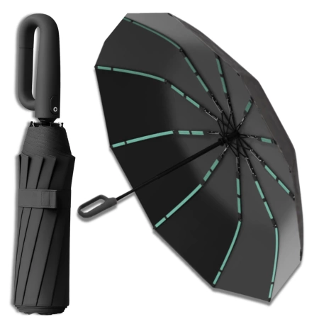 Umbrelă NEAGRĂ, umbrelă pliabilă automată ANTI-UV