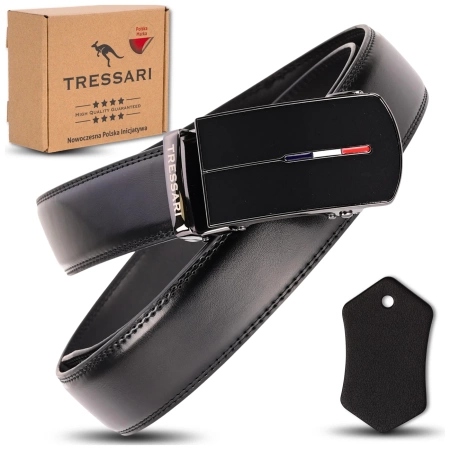 Curea neagră pentru pantaloni TRESSARI pentru bărbați, 120 cm, automată, din piele
