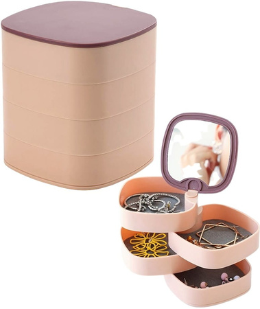 Cutie rotunda cu oglinda pentru organizator de bijuterii Casket