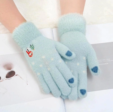 Mănuși calde de iarnă pentru femei, brodate cu model de Crăciun