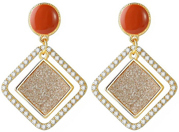 Cercei triunghi auriu geometric de dama