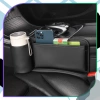 Organizer auto pentru fanta dintre scaune, piele ecologică, negru.