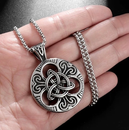 Colier barbatesc, otel chirurgical, Viking, amuleta nordica din argint