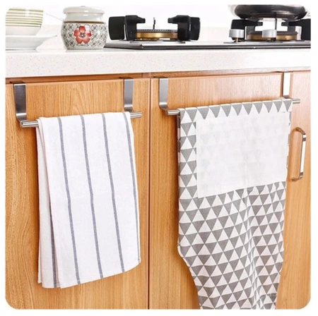 Hangers 2pc pentru bucătărie dulap baie ușă prosop feroviar argint