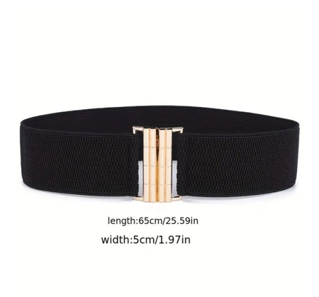 Cureaua neagra eleganta pentru o rochie teaca, elastic in talie