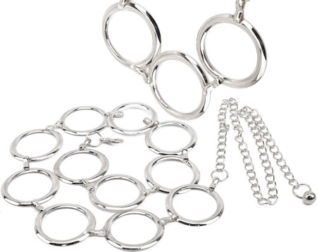 Curea de talie argintie Lant metalic cu ochiuri