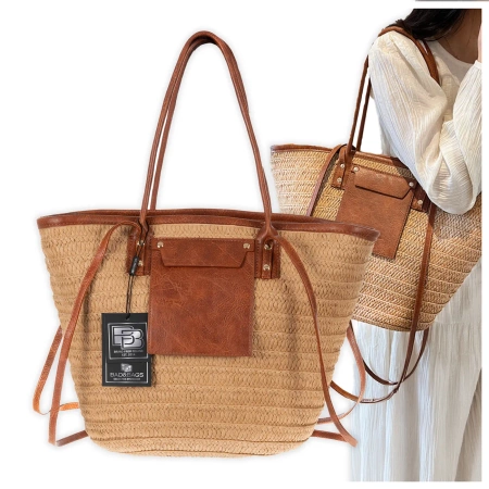 Geantă de umăr de damă mare de paie pentru BAD&BAGS de vară