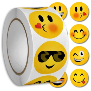 Autocolante emoji colorate pe o rolă de 500 buc. Emoticons DIY pentru copii