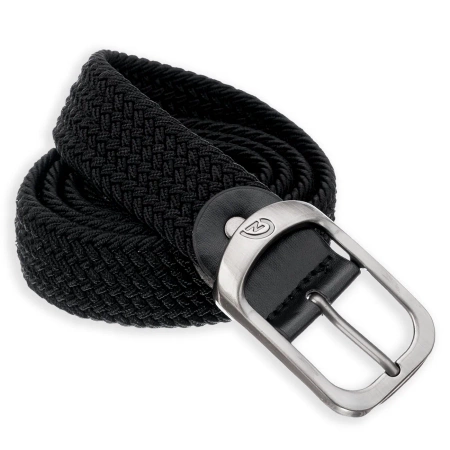 TRESSARI curea elastica impletita neagra catarama argintie