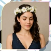 Coroană de împărtășanie albă bentiță flori trandafiri stil boho
