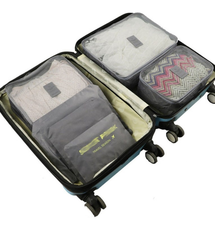 Set de călătorie de 6 organizatoare gri impermeabile pentru valize