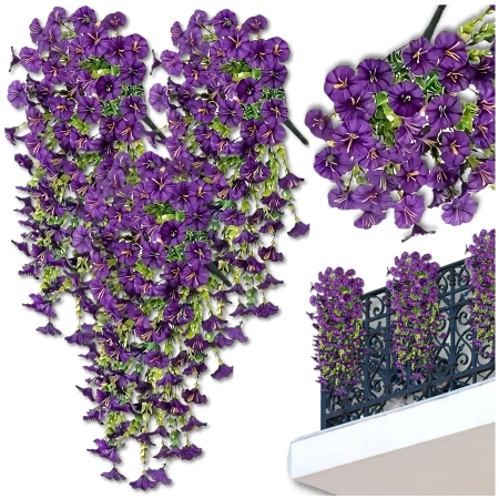 Agățat flori decorative ghirlanda artificială 3 buc mov