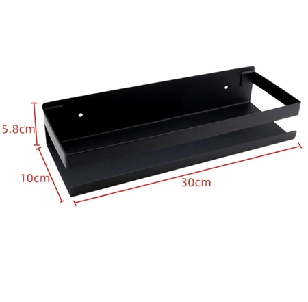 Raft negru pentru baie de bucatarie, 30 cm