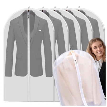 Huse de haine organizator de dulap alb translucid set de 5 impermeabile