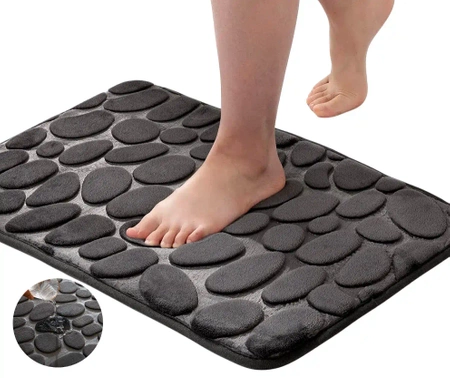Covoraș absorbant anti-alunecare pentru baie, negru, moale