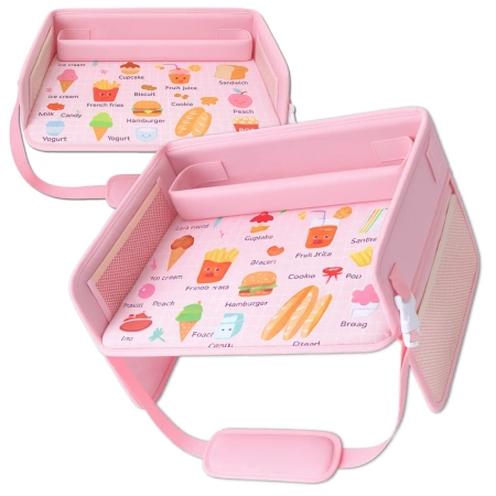 Masa de voiaj copii, organizator auto, roz