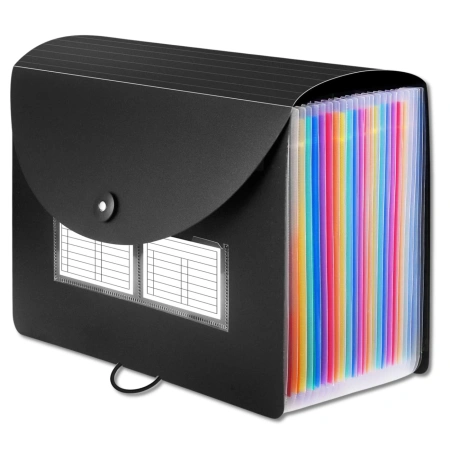 Dosar A4, organizator de documente, servietă neagră, spațioasă, cu 25 de compartimente