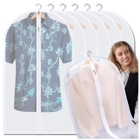 Husă impermeabilă pentru haine, organizator de dulap, albă, translucidă, set de 5