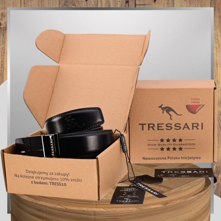 Curea neagră pentru pantaloni TRESSARI pentru bărbați, 120 cm, automată, din piele