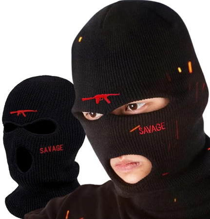 Balaclava masca neagra 3 orificii caldura AK