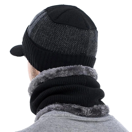 Set de iarna: sapca baseball + cos de fum, tunel izolat barbatesc