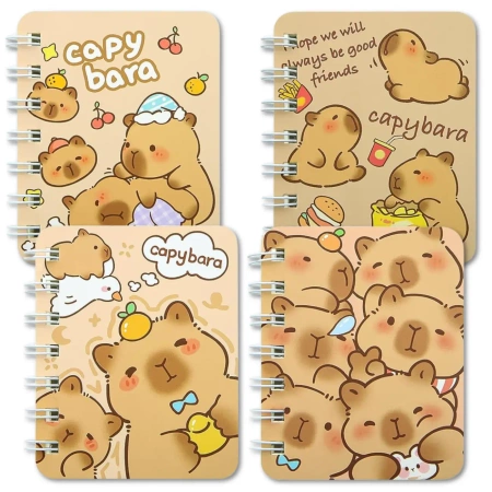 Caiet de buzunar caiet caiet cu spirală capibara set de 4