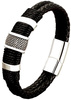 Bratara barbati piele, neagra, otel inoxidabil