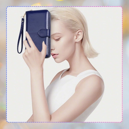 Portofel de damă din piele ecologică, netedă, lacuită, cu un clic