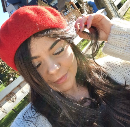 Șapcă beretă de damă cu antenă, roșu francez