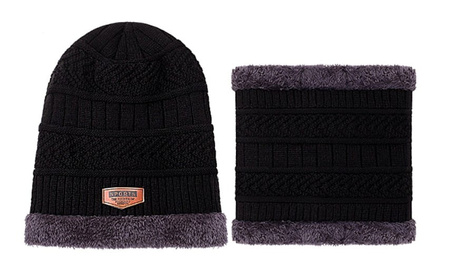 Set barbati: palarie + tunel izolat, negru