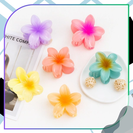 Set de 8 catarame cu clemă pentru falci flori hawaiane