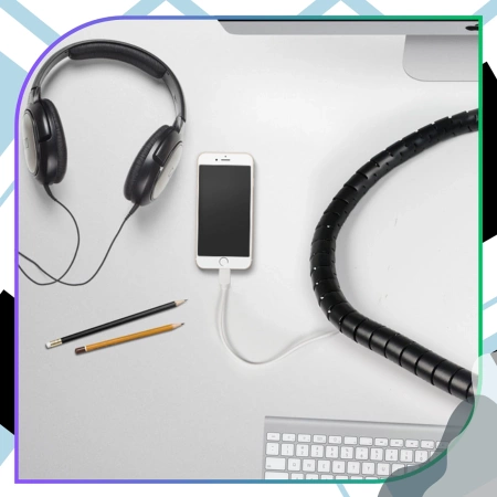 Husă de cablu, 5 m, neagră, organizator de cabluri