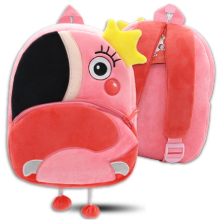 Ghiozdan de pluș pentru copii, pentru preșcolari, cu fermoar, FLAMING