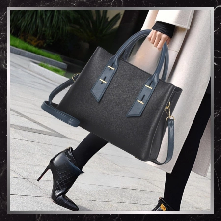 BAD&BAGS geanta de dama din piele neagra shopper clasica