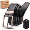 Curea din piele TRESSARI 120cm cu două fețe, negru-maro, pentru pantaloni