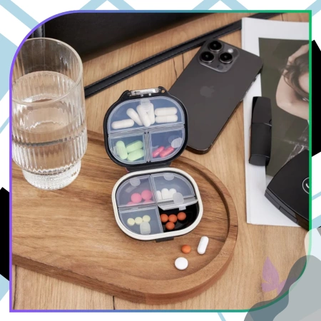 Organizator pentru medicamente, cutie, casetă, 7 zile, negru elegant